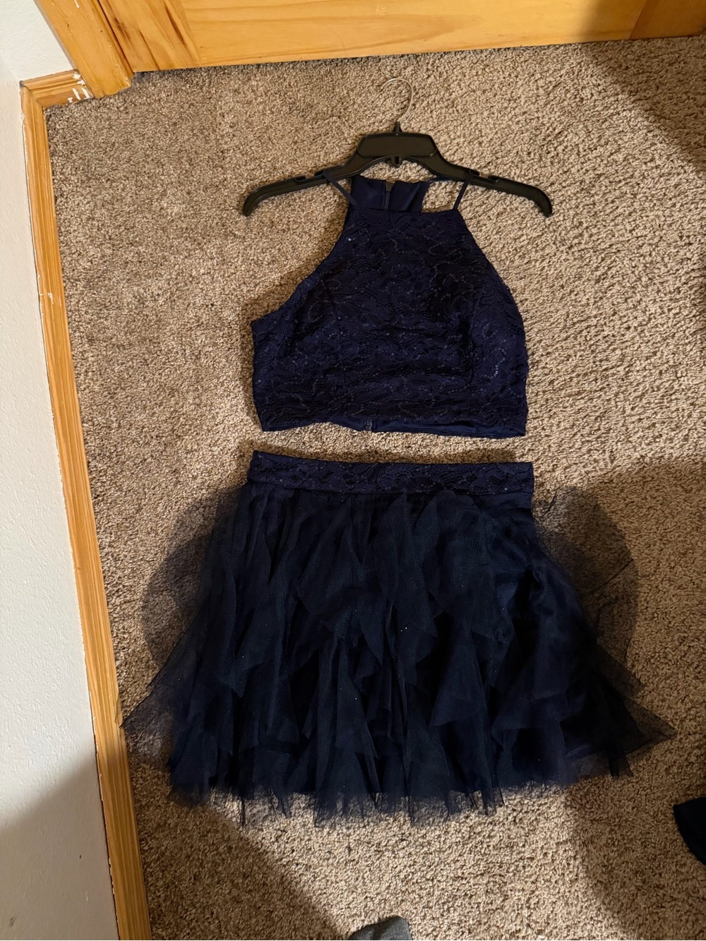 Women’s Navy Lace & Tulle Mini Skirt Set